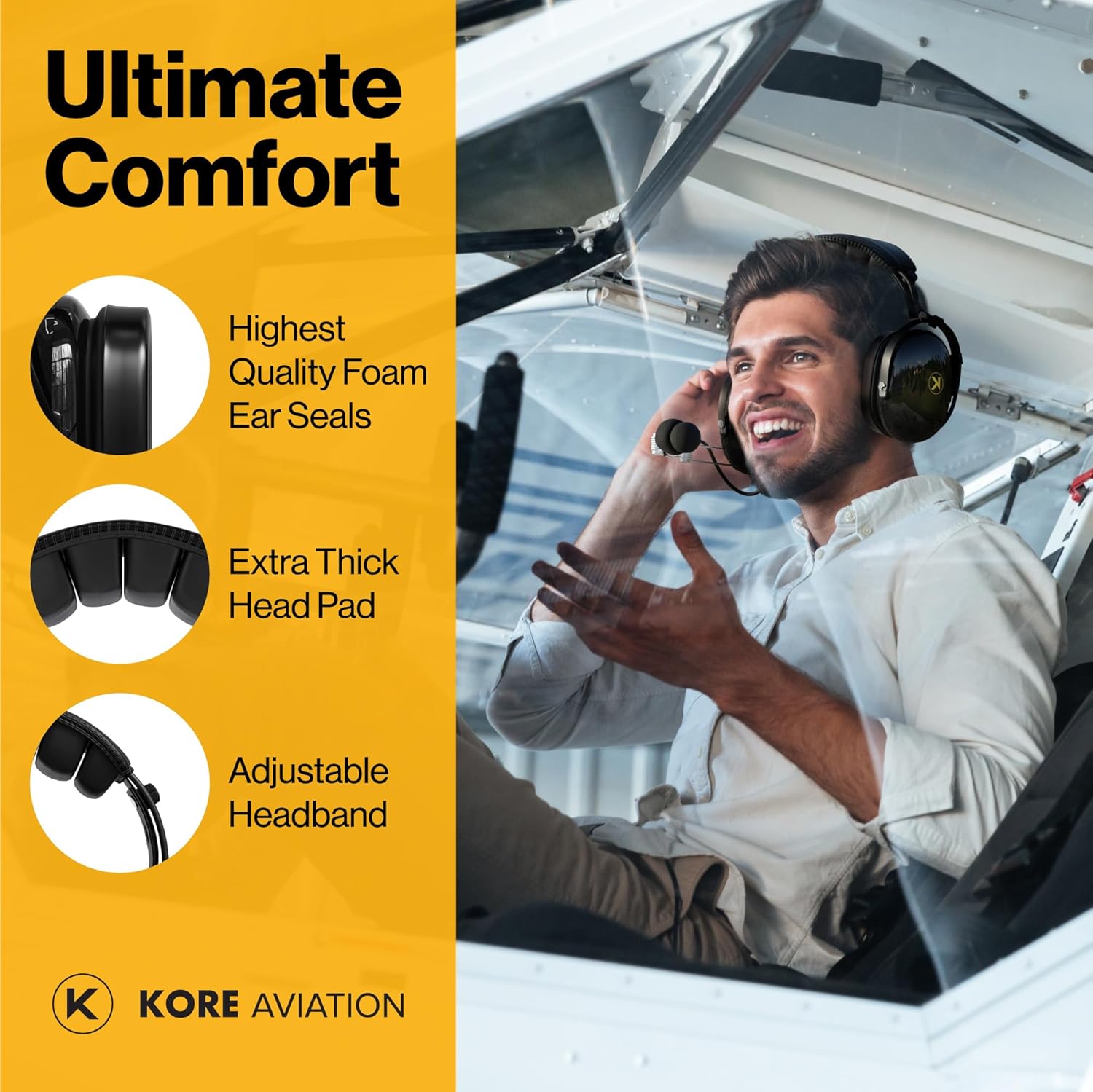 KORE P1 General Aviation Headset (Mono) with Headset Bag - Dual GA Plugs (10 Units per Box)