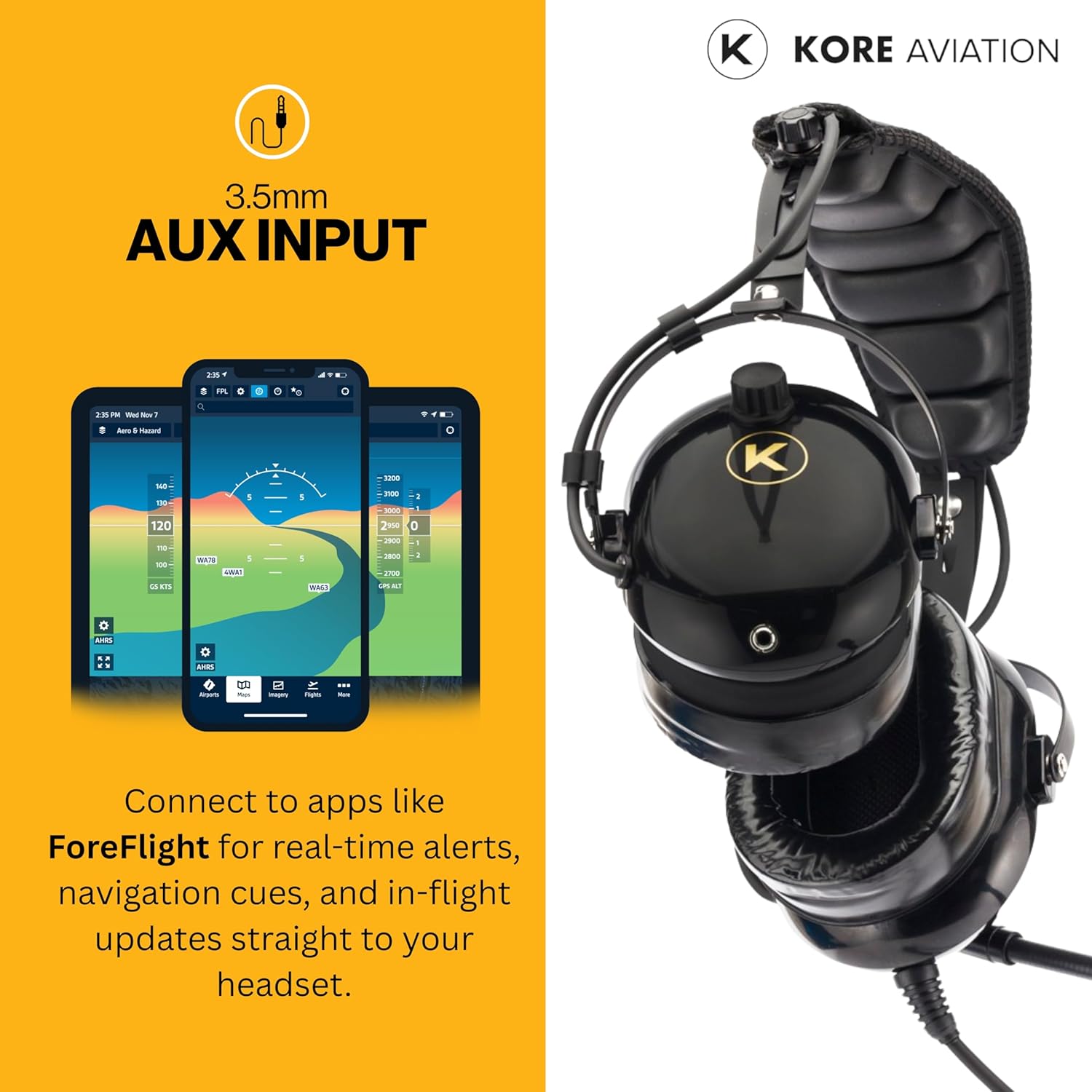 KORE H1 Helicopter Pilot Headset (Mono) with Headset Bag - U-174 Plugs (10 Units per Box)