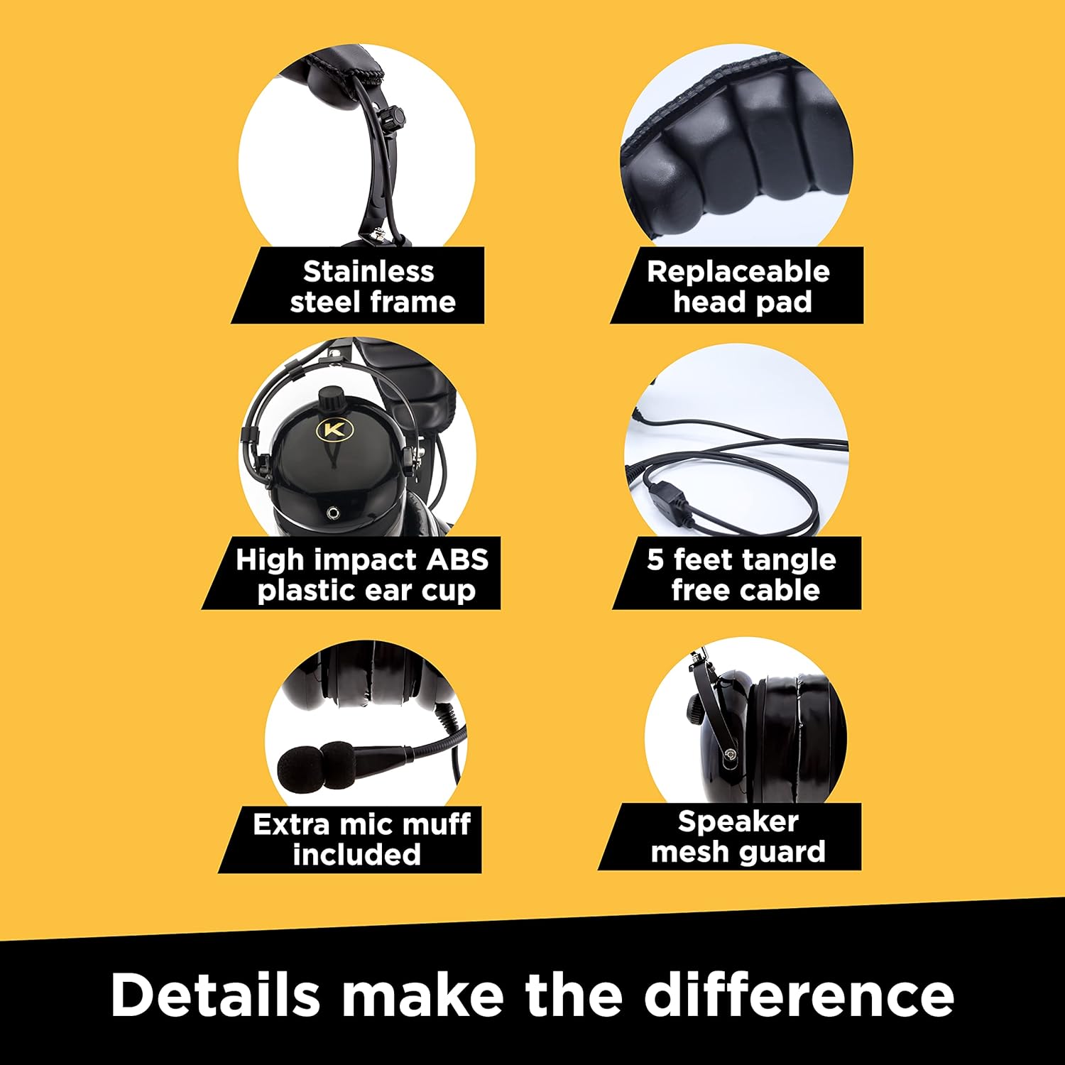 KORE KA-1 General Aviation Headset (Mono & Stereo) with Headset Bag - Dual GA Plugs (10 Units per Box)